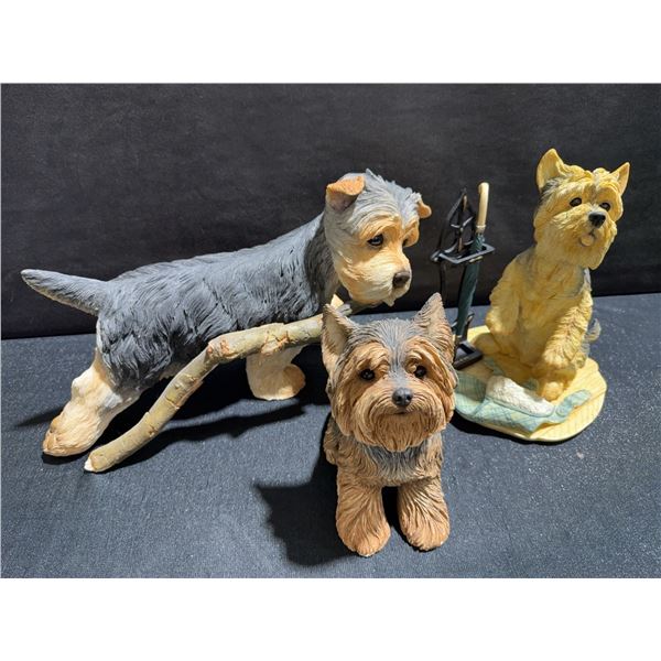 Sandicast Yorkshire Terrier Figure Group, 5 Dog Figurines, Hand-Painted Resin USA