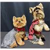 Image 1 : Yorkshire Terrier Dog Figurines Resin, One with Red Jacket, One with Red Collar