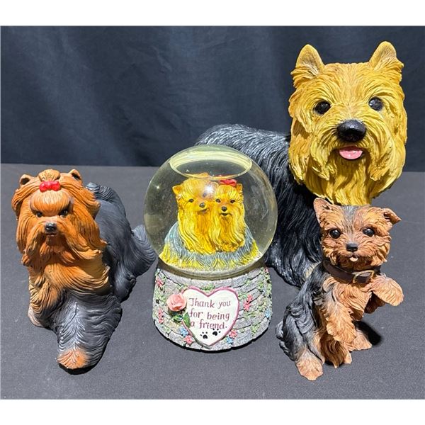 Yorkshire Terrier Figurines and "Thank You For Being A Friend" Snow Globe Lot