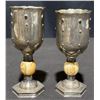 Image 1 : Victorian Edward Period His and Her Silver Wedding Chalices With Ivory Spheres, 203.2g Total