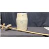 Image 2 : Ceramic Butter Churn with Wooden Dasher and Medalta Medicine Hat Mark, 16" High, 9.5" Diameter