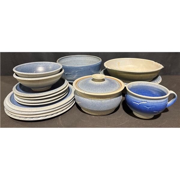 Giselle Studio Handcrafted Blue Stoneware Pottery Dinnerware Set