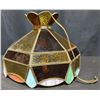 Image 1 : Leaded Stained Glass Ceiling Light Shade with Geometric Panels