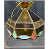 Image 3 : Leaded Stained Glass Ceiling Light Shade with Geometric Panels