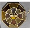 Image 4 : Leaded Stained Glass Ceiling Light Shade with Geometric Panels