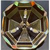 Image 6 : Leaded Stained Glass Ceiling Light Shade with Geometric Panels