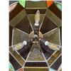 Image 7 : Leaded Stained Glass Ceiling Light Shade with Geometric Panels