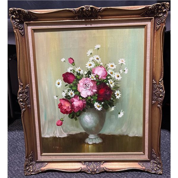 Framed Floral Still Life Oil Painting Signed S. Naly