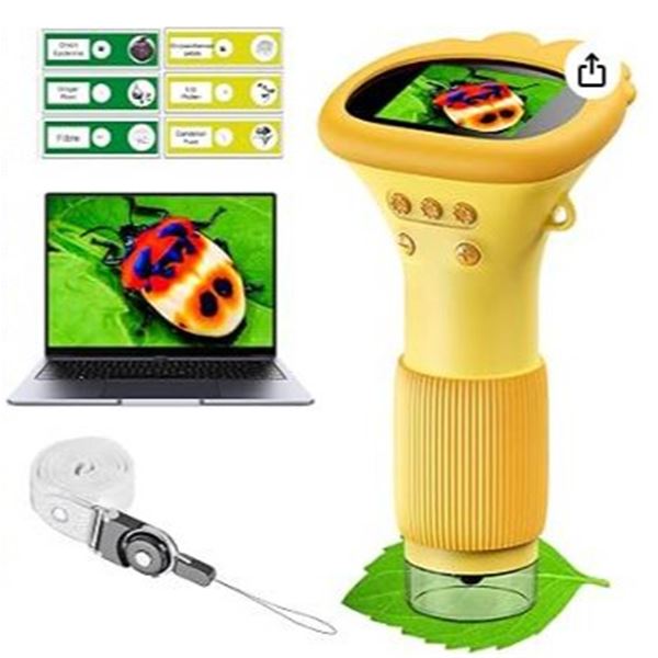 Homee Kids Microscope With 12 Prepared Slides