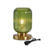 Image 1 : Feasey Green Ribbed Glass Bedside Table Lamp