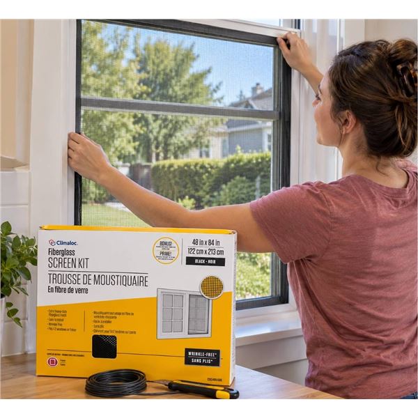 Climaloc Fibreglass Screen Kit Black 48x84 In
