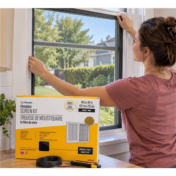 Climaloc Fibreglass Screen Kit Black 48x84 In