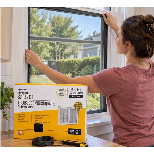 Climaloc Fibreglass Screen Kit Black 48x84 In