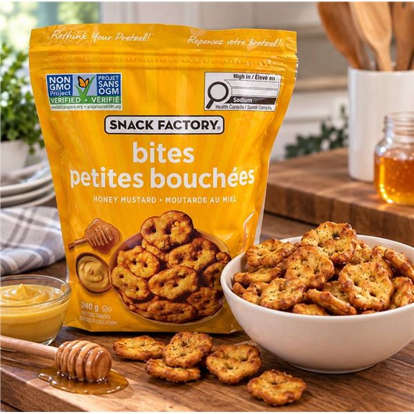 12 x 240g Snack Factory Pretzel Bites Honey Mustard