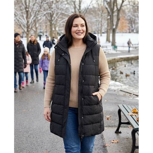 Sanctuary Black Hooded Puffer Vest XL