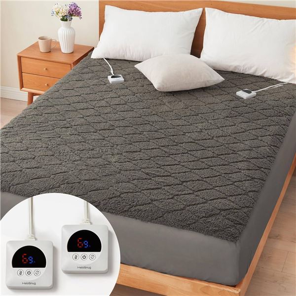 HelaSnug Electric Heated Mattress Pad King Size Heating Mattress Pad Dual Controllers 78x80IN Deep P