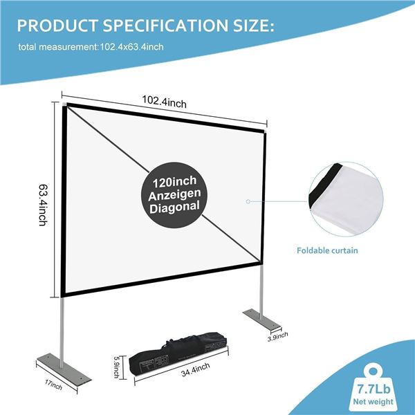 Skerell 120 Inch 16:9 Projector Screen Kit