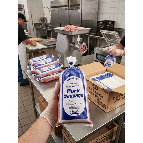 LEM Pork Sausage Meat Bags 2lb 1000ct