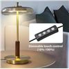 Image 1 : Wthtnrom Brass Base Mushroom Table Lamp, 15.4 in, Amber Glass Shade