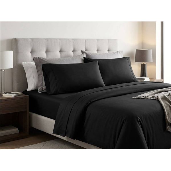Comfy BambooWorld King 4-Piece Black Sheet Set