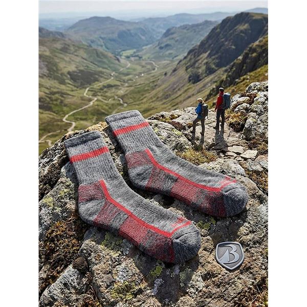 2 Pairs Bridgedale Hike Merino Socks, Size M