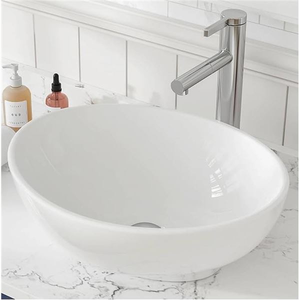 MEJE 16x13-Inch Oval White Ceramic Sink