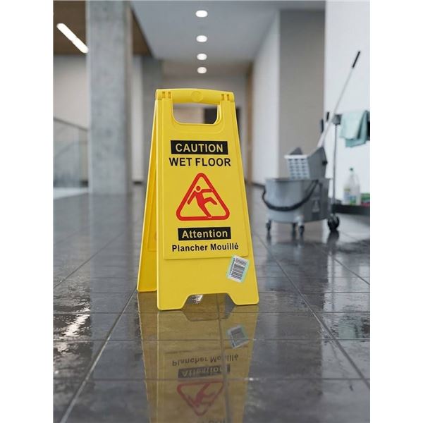 Bilingual Caution Wet Floor Signs 2 Pack