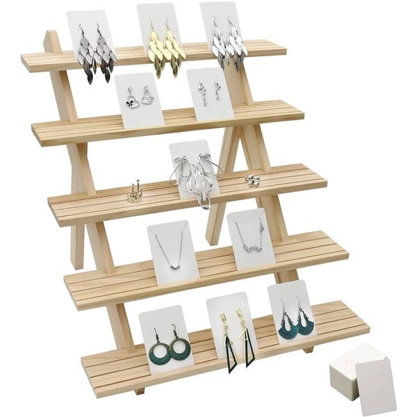 5 Tier Wood Earring Display Stand **Stock image may not be exact**