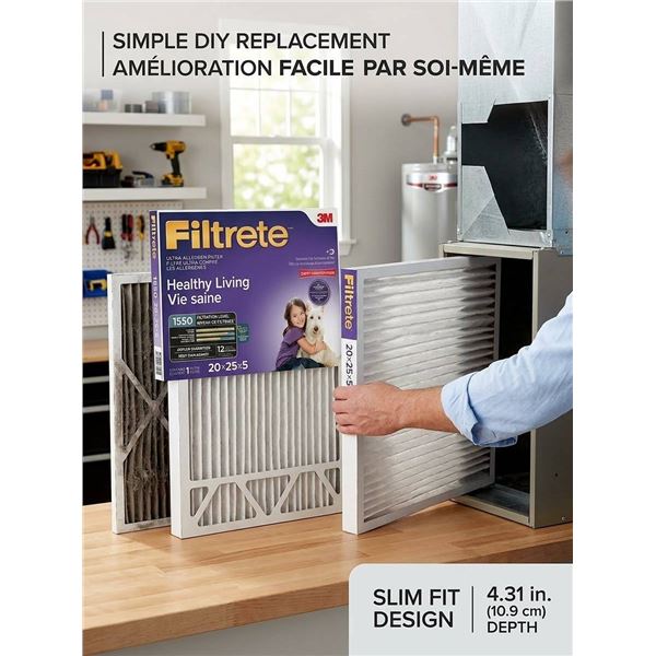 3M Filtrete Air Filter 20x25x5 Healthy Living, 1 Filter