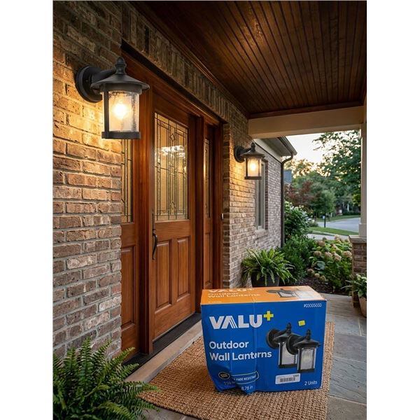VALU+ Outdoor Wall Lanterns Black 2 Pack