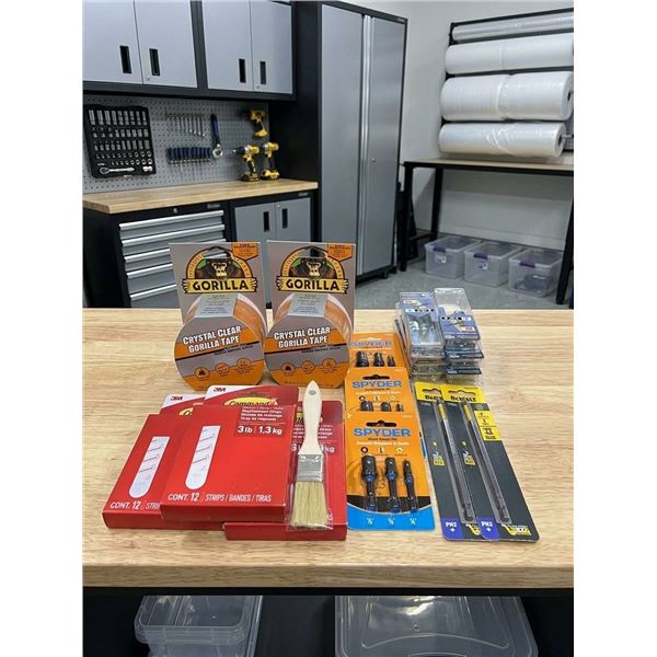 Lot of Gorilla Tape, Command Strips, Tools