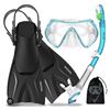 Image 1 : WACOOL Snorkel Set Mask Fins S/M Size 4.5-8.5
