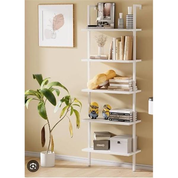 Aboxoo 5-Tier White Ladder Shelf Wood HM2618