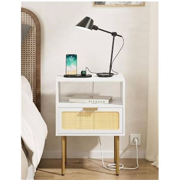 Aobafuir Wooden Bedroom Nightstand