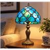 Image 1 : 14" Blue Stained Glass Table Lamp with Cord