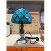 Image 2 : 14" Blue Stained Glass Table Lamp with Cord