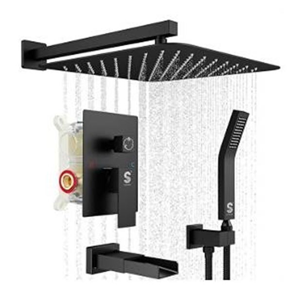 SR Sun Rise Matte Black Rain Shower System