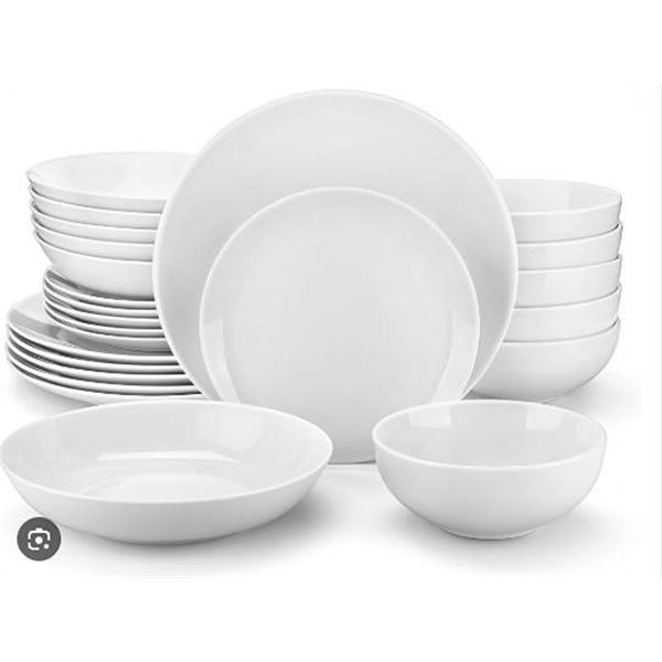 Coupe White Porcelain 24 Piece Dinnerware Set