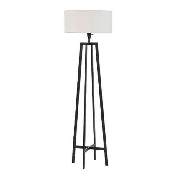 Stone & Beam Deco Metal Frame Living Room Standing Floor Lamp With Light Bulb and White Shade - 18 x