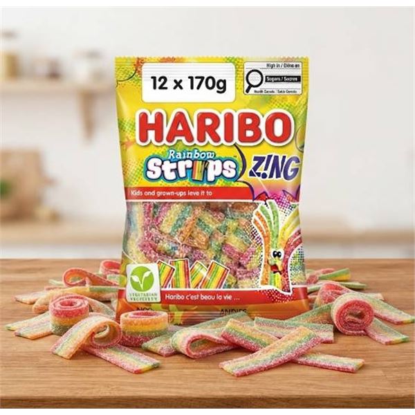 Haribo Rainbow Strips Z!NG 112x70g Candy Bag