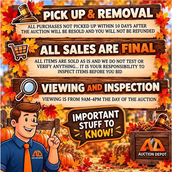 Auction Depot Auction Terms Sign