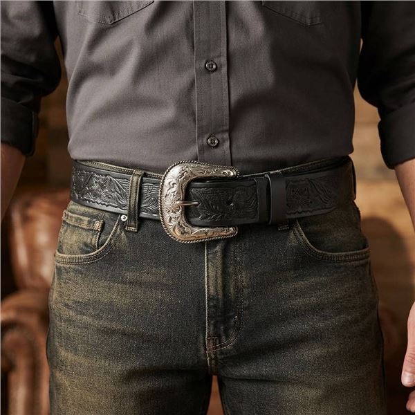 Silver Jeans Co. Black Leather Belt L/G 36-38