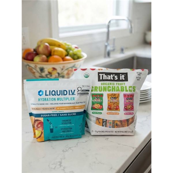 Liquid I.V. Hydration Mix & That's it. Crunchables