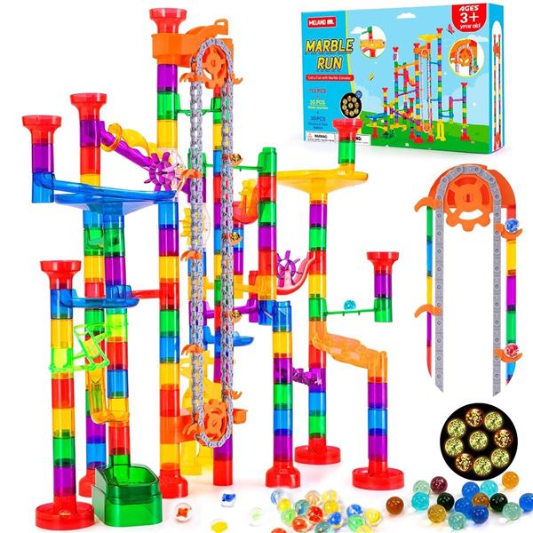 Meland Marble Run Set 247 Pcs Glowing Marbles