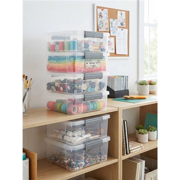 6 Clear Plastic Bins With Lids
