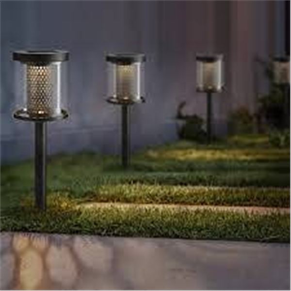 6 Black Outdoor Solar Pathway Lights