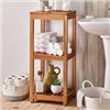 Image 1 : Solid Wood 3-Shelf Slatted Storage Rack 32.5"