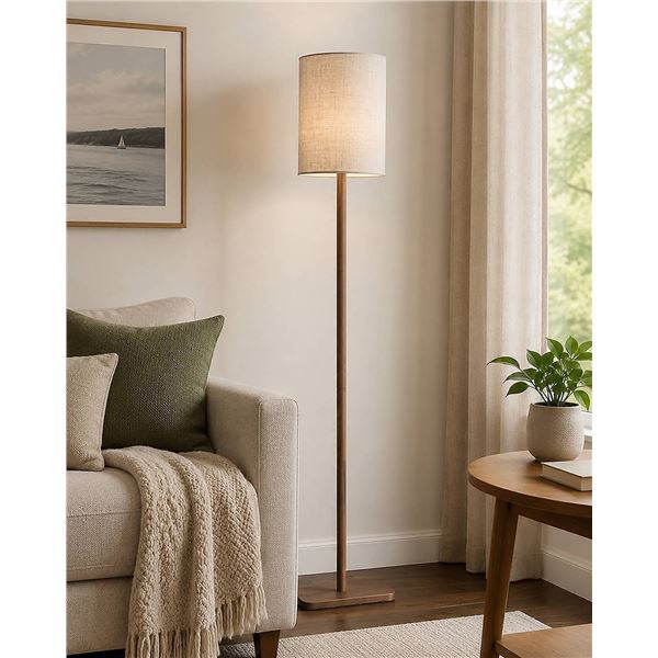 Light Brown Metal And Cloth Floor Lamp