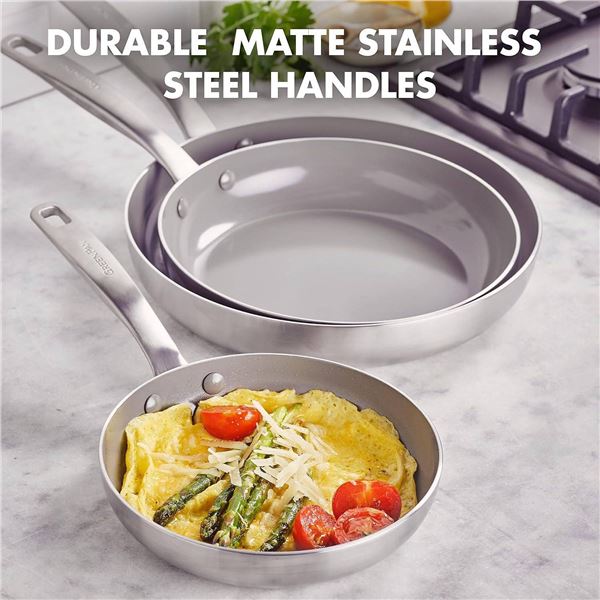 GreenPan Spectra 3-Piece Stainless Frypan Set