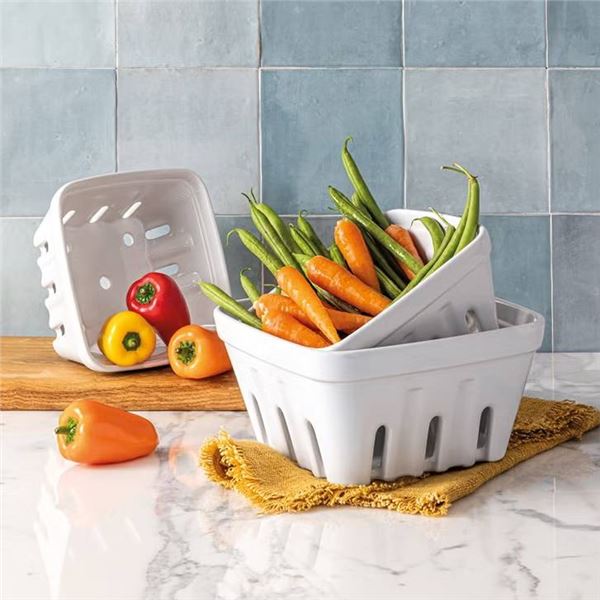 Over & Back 3-Piece Stoneware Basket Set